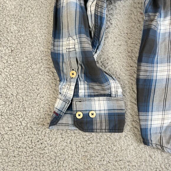 Tommy Bahama Jeans Flannel Shirt Mens Large Blue Plaid Button Long Sleeve Pocket - Picture 11 of 15